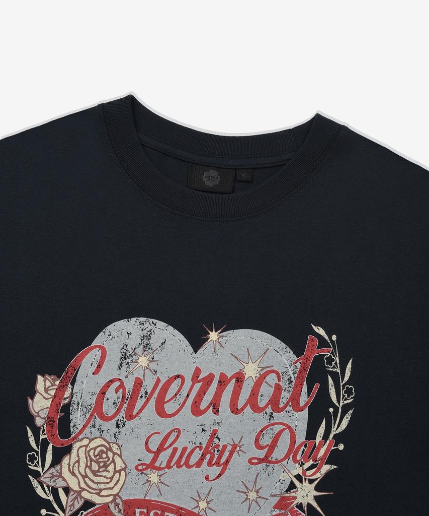 COVERNAT WOMAN Oversized Vintage Graphic T-Shirt Navy