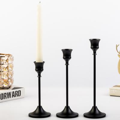 Brass Gold/Black Metal Tapered Candle Holders, Vintage Modern Decorative Centerpiece Candlestick for Fireplace