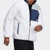 Adidas Reversible Sherpa Jacket With Contrast Pocket and Logo Embroidery Unisex Outerwear White H23092