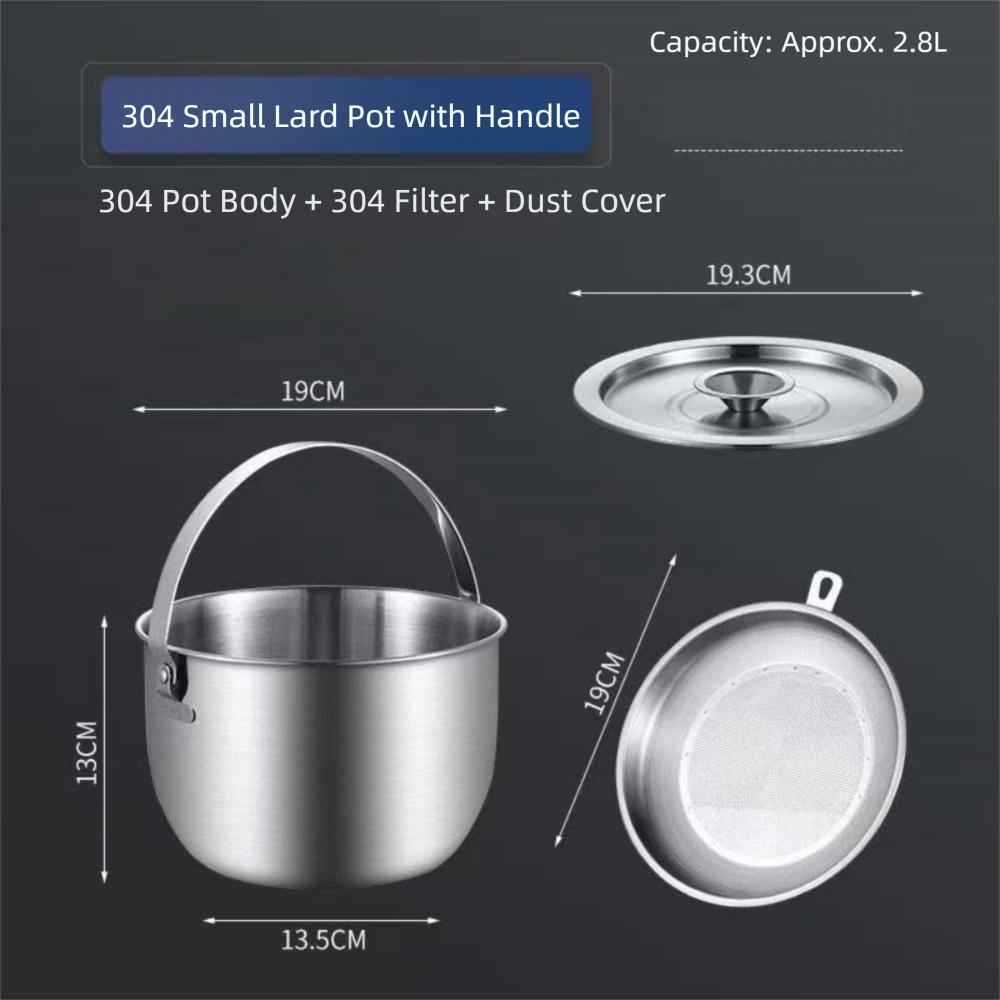New 2.8L Oil Filter Pot Stainless Steel Lard Strainer Filter Tank Grease Keeper Storage Container Oil Pot Kitchen