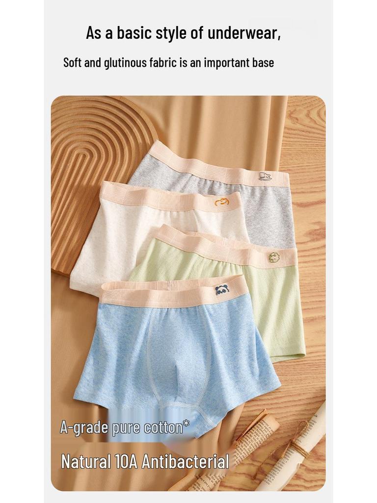 Teen Boys' Pure Cotton Class A Boxer Briefs, Big Size