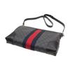 Gucci Distressed classic presbyopic logo striped webbing canvas and leather shoulder crossbody bag men's black gray