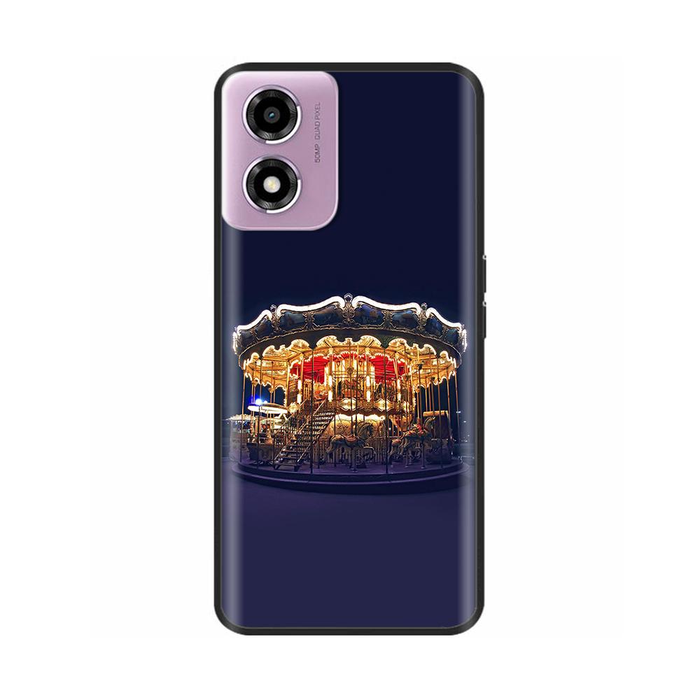 Für Motorola Moto E14 Hülle Niedliche Bemalte Weiche Schwarze Silikonhülle 6,56'' Stoßfeste Handyhülle Für Motorola E14 E 14 MotoE14 Taschen