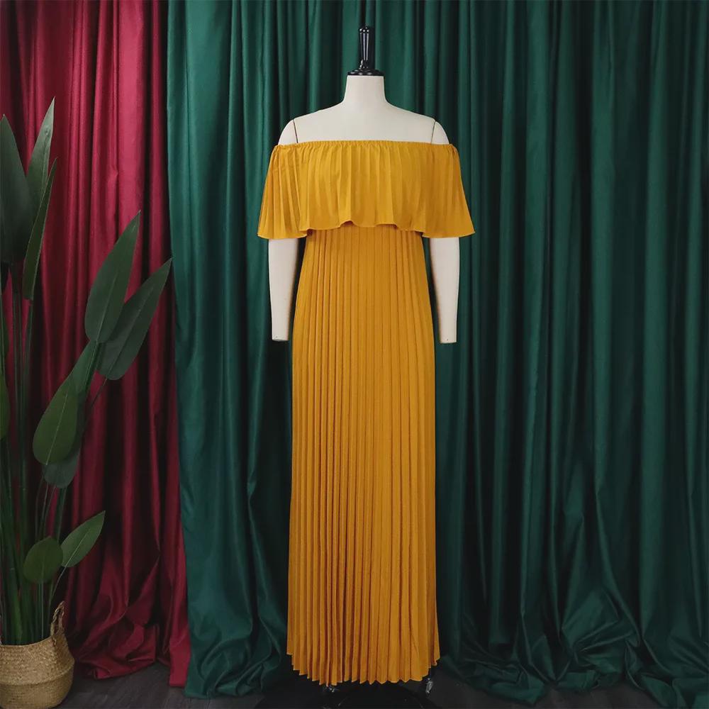 C8514 2023 Off-Shoulder Sexy Ruched Evening Dress – European & American Style