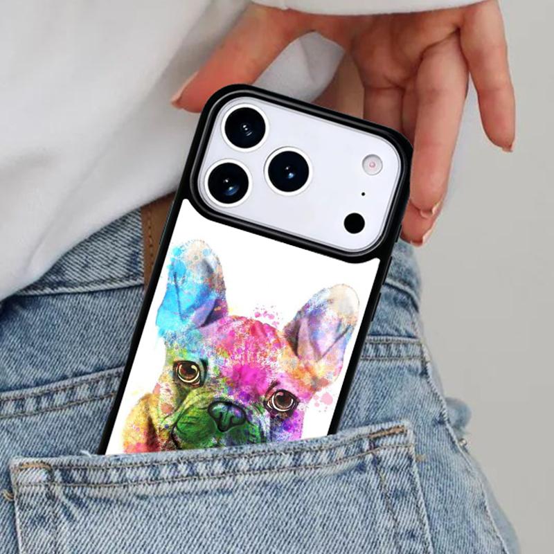 Cartoon French Bulldog Phone Case for iPhone 16e 15 14 13 12 17 Pro Max Plus Air 17pro Cover Coque