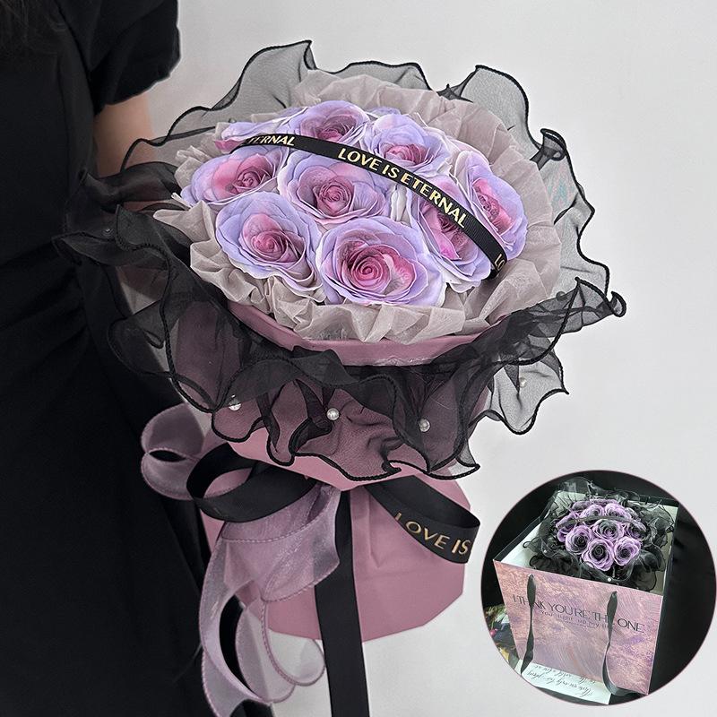 19 fejes mű rózsacsokor Valentin-napi ajándék művirág rózsa szappan csokor esküvőre, születésnapi partira DIY ajándék