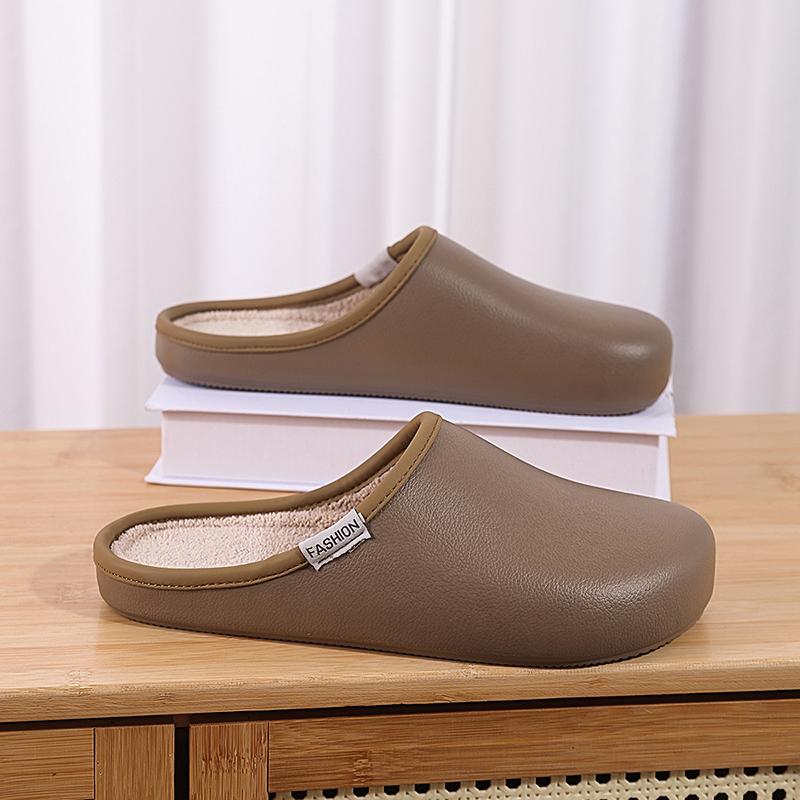 Fashion Cotton Slippers for Men Women Winter Casual Home Shoes with Fur Indoor Outdoor Waterproof Warm Plush Shoes Couple Slides