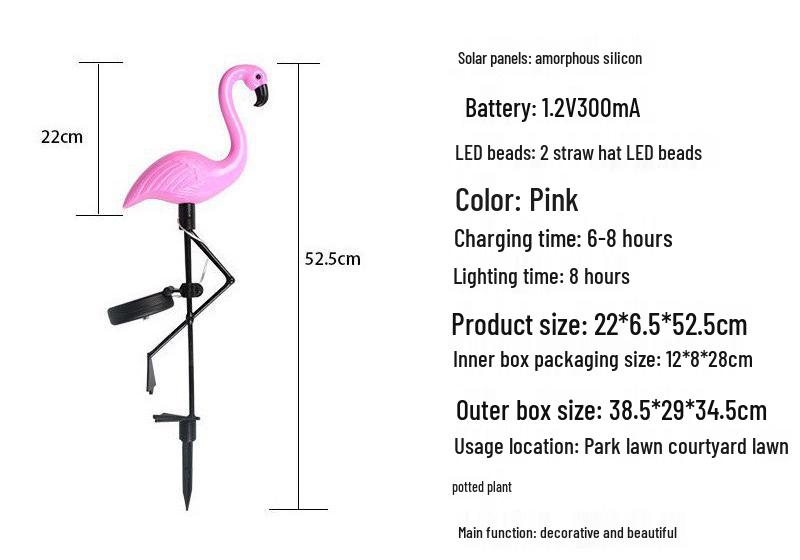 Waterproof Solar LED Flamingo Garden Light with Ground Stake Solar Flamingo Lawn Light