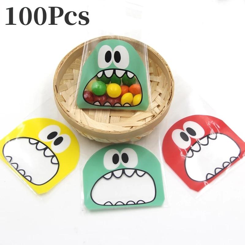 100Pcs/Pack Mini Transparent Plastic Bag OPP Self Adhesive Pouch for Birthday Party Candy Packaging Bag Candy Cookie Gift Bag