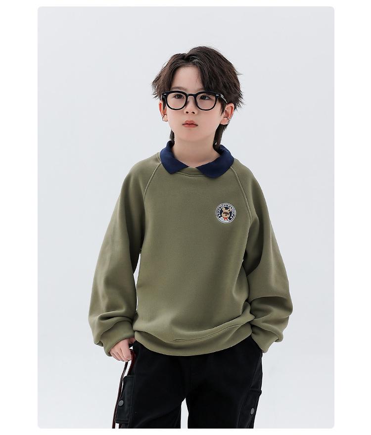 Jungen Hoodie mit Fleece-Futter - 2025 Herbst/Winter Warmes Oberteil für Kinder mit lockerem Revers, Mittlere/Große Größen, Trendiges Design