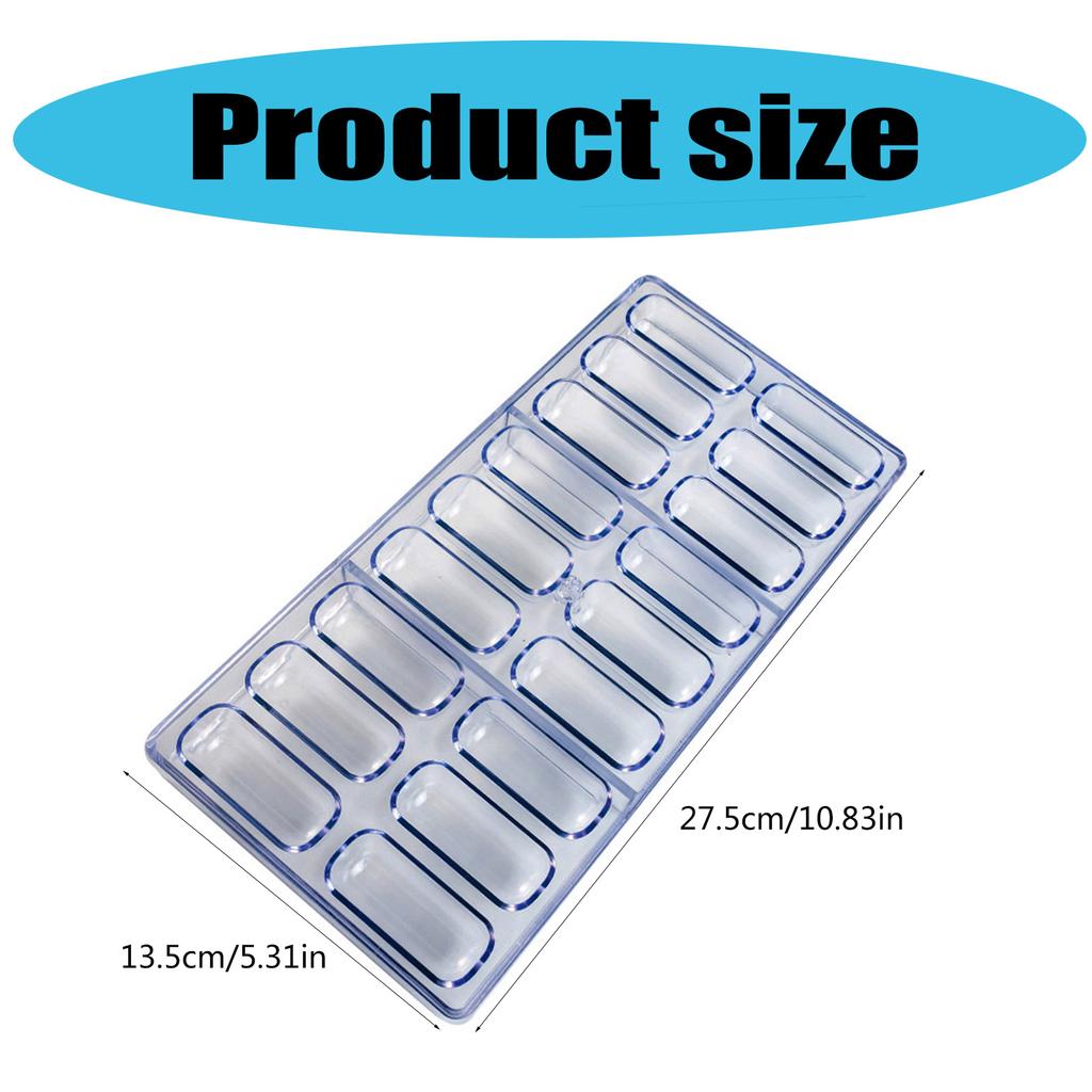 18 Slot Mold for Chocolates Jellies Food Grade Plastic Polycarbonate Candy Mould for Baking Enthusiasts Kitchen Tool