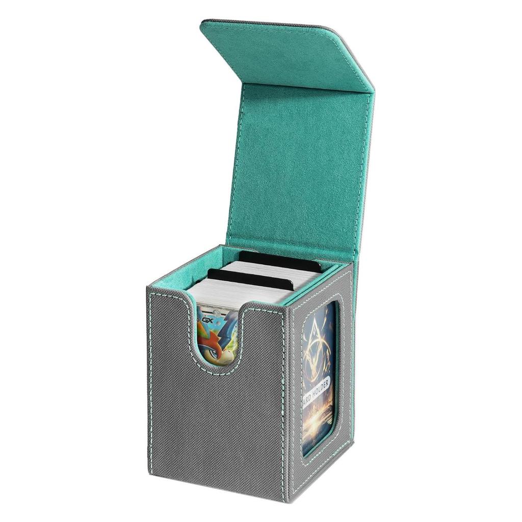 Patent Design PU Leather Game Card Box with Window, 100+ Capacity for Magic: The Gathering