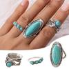3 Teile/satz Frauen Finger Ring Set Böhmen Stil Unregelmäßigen Faux Türkis Dekor Breite Finger Band Schmuck Geschenk