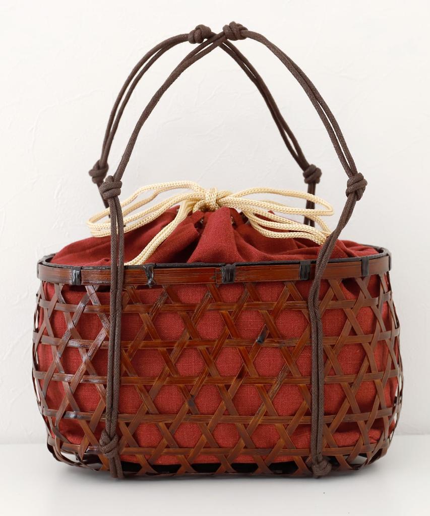 Basket Large Drawstring Perfect for and Japanese Clothing Accessories Bag, Simple, Capacity, Bag, Yukata, Stylish, Cute, (Wine Red)