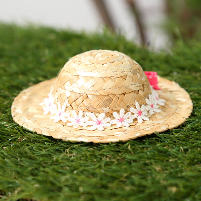 Щенячья соломенная шляпа - Маленький цветок Розовый Маленький