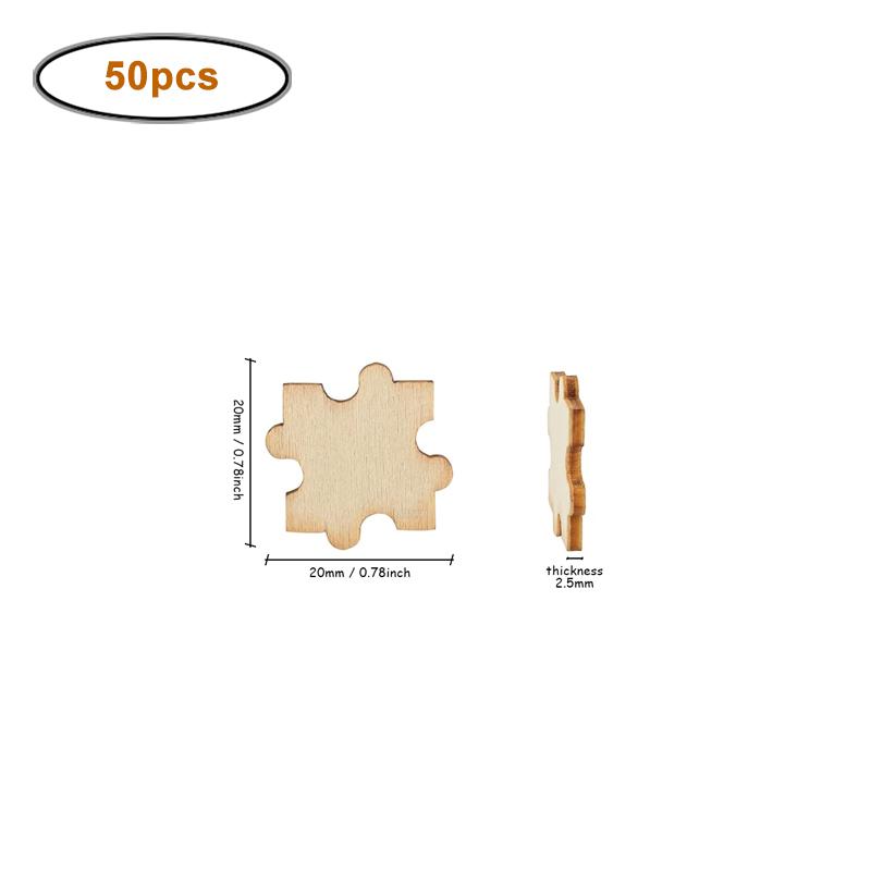 

50pcs 2/3/4cm Unfinished Wooden Puzzle DIY Blank Puzzle Wood Puzzle Pieces for Kids Arts Crafts Classroom Learning Tools