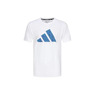 adidas Printed Logo Knitted Crew Neck Short Sleeve T-Shirt Unisex Tops White Blue ADICLTSPSTK-WBU