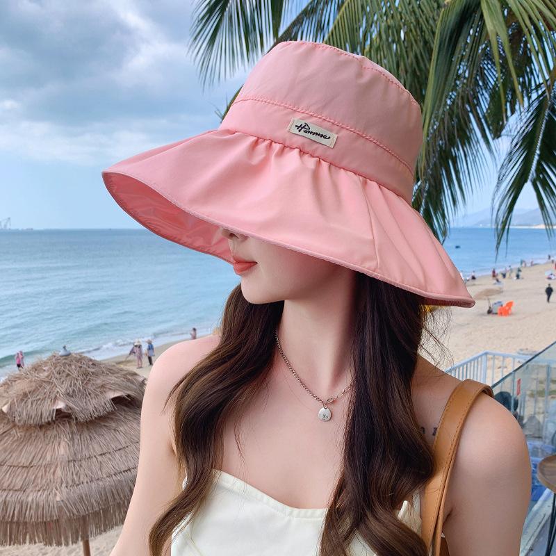 

Весна и осень новая шляпа женская простая универсальная цветная клеевая солнцезащитная козырек летняя большая кромка от солнца складная шляпа шляпа-ведро One Size