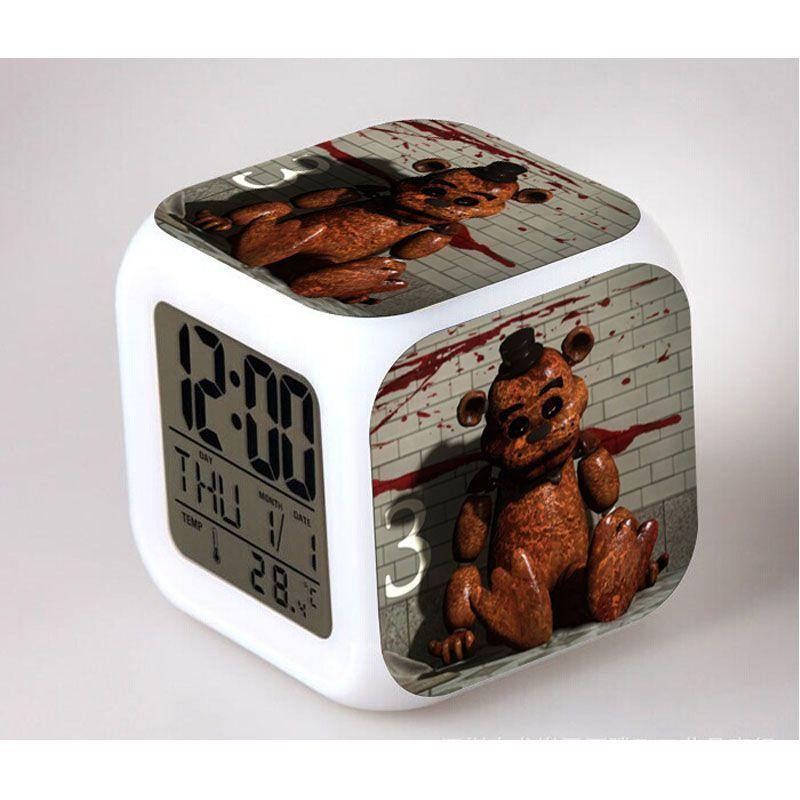 Bear Multifunction Fnaf 7color Digital Alarm Clock Led Watch Alarm Cube Clock