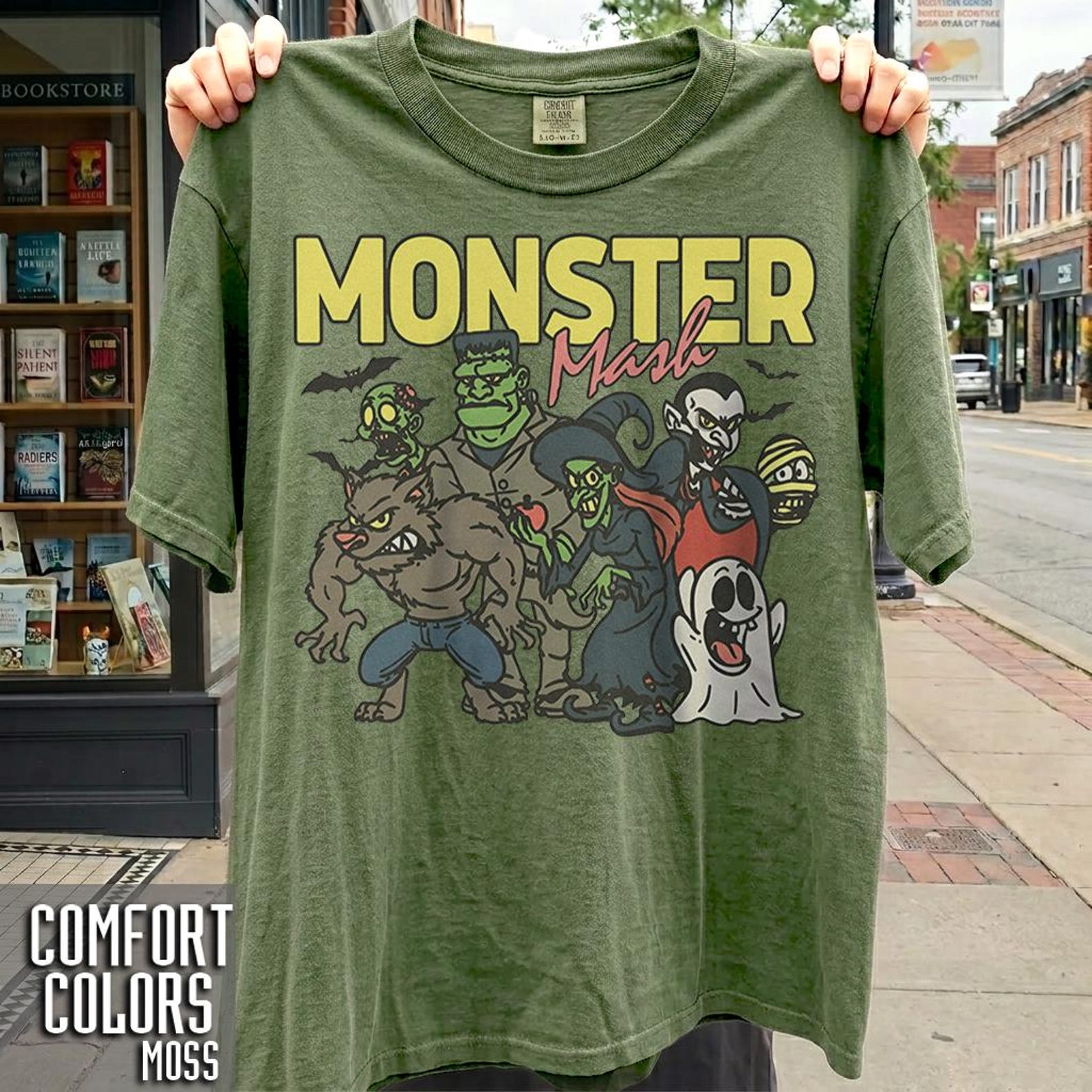 Vintage Monster Mash Halloween T-Shirt, Comfort Colors Graphic Tee, Cute Frankenstein Witch Dracula Shirt, Spooky Fall Gift XL