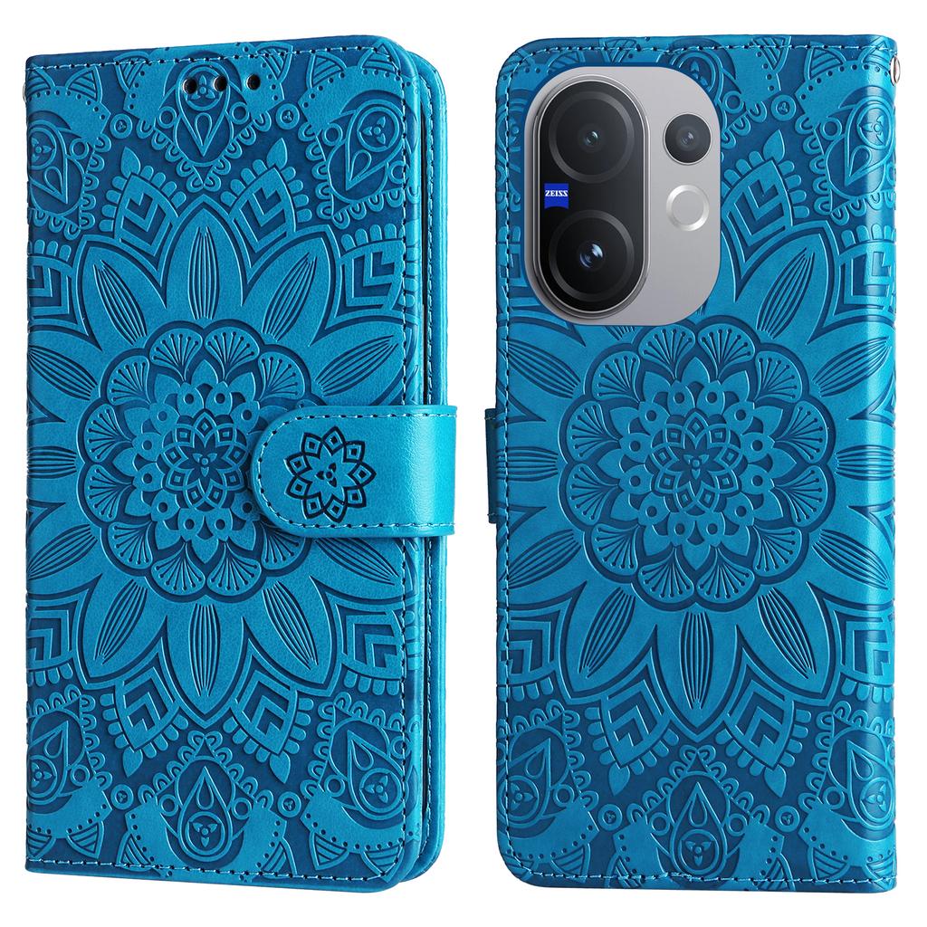 For vivo V60 5G Case Sunflower Imprint Leather Wallet Phone Cover