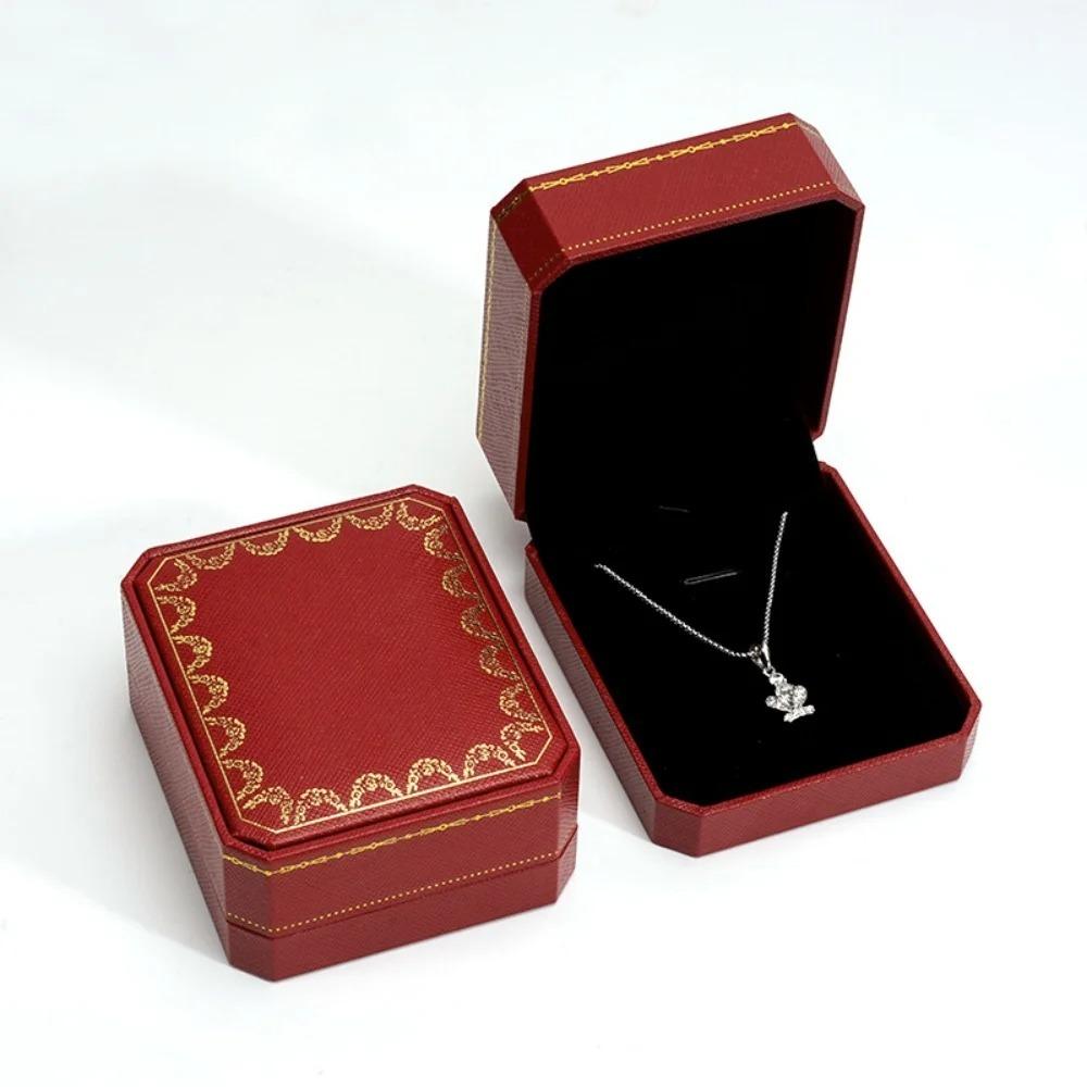 Velvet Lining Necklace Display Box Sleek Necklace Storage Box Jewelry Organizer  Wedding Gift Box красный