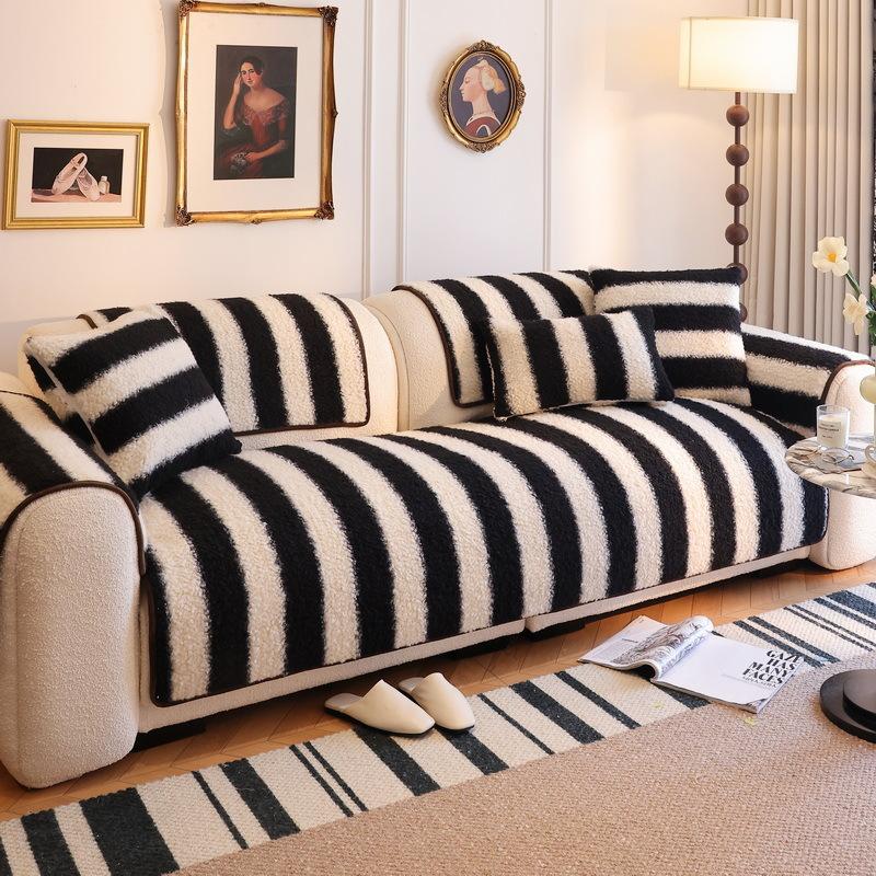 Lamb Wool Sofa Cushion, Anti-Skid In Autumn And Winter, High-Grade Plush Seat Cushion, Universal In All Seasons  New Cover Cover Cover