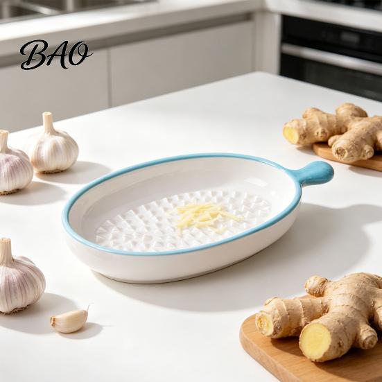 Herb And Spice Grinder Ceramic Garlic Grater Plate for Food Prep, Multifunctional Ginger Mincer Dish, Non Slip Masher Bowl Cheese Nutmeg Paste Maker