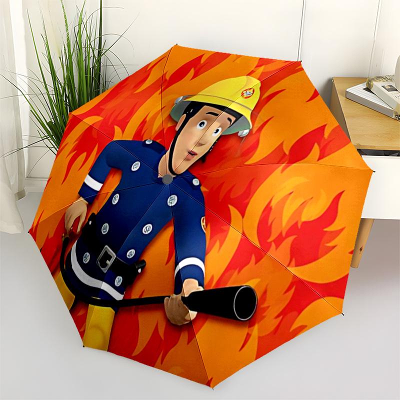 

Fireman Fire trucks Themed Travel Umbrella-8 Ribs Automatic Opening and Closing, Portable Folding Design, Compact and Stylish Umbrella Suita
