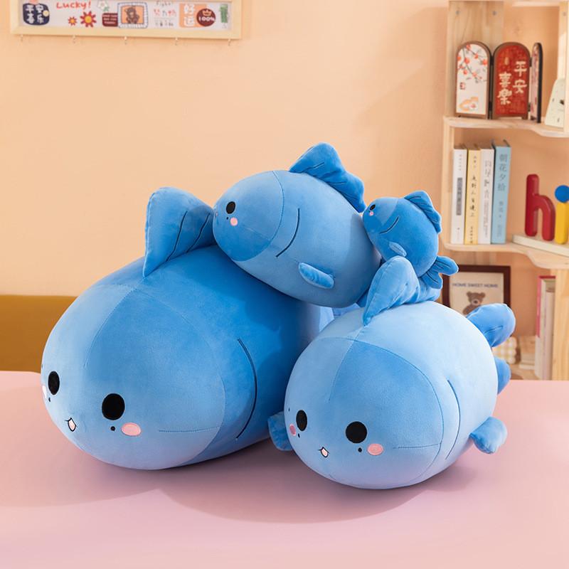 Cute Blue Fish Plush Toy Soft Stuffed Animal Gift For Kids And Teens