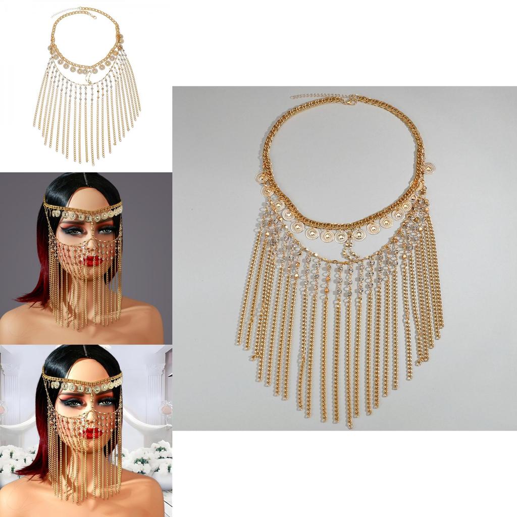 Traditional Middle East Head Jewelry With Water Drill Chain Tassel For Special Occasions