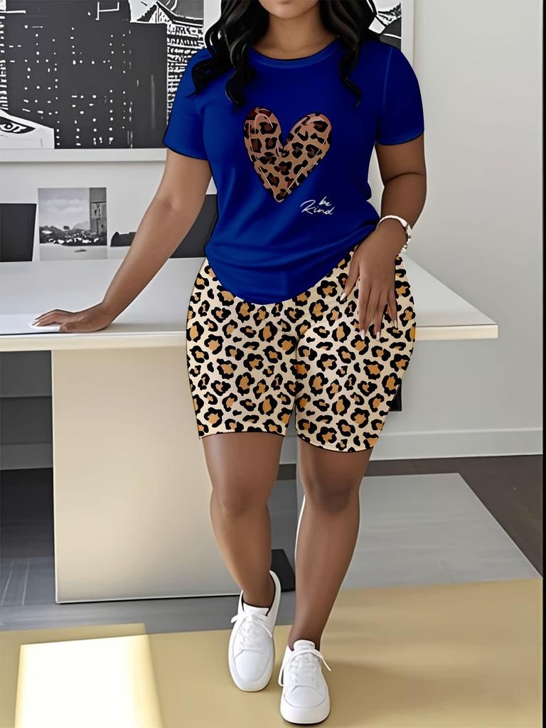 Abstract code European and American women's clothing butterfly printing T-shirt shorts set sports suit