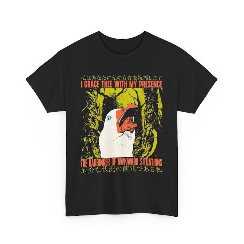 The Harbinger of Awkward Situations Funny Vintage Japanese Goose T-Shirt L