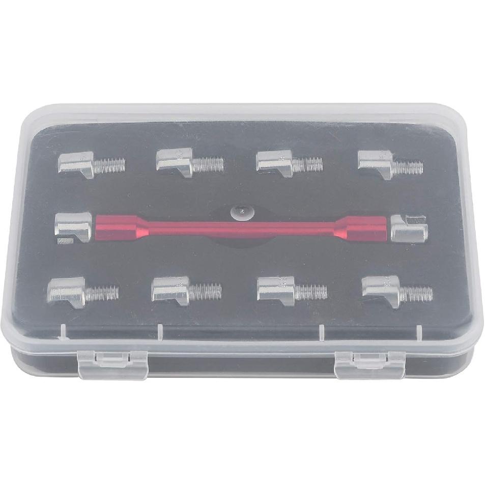 Motorcycle Spoke Wrench Set, CNC 5.0-6.8mm, 93mm/3.7in for Most Bikes(Red)