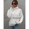 Autumn and winter new solid color sweater turtleneck pullover loose European and American women's clothing solid color turtleneck sweater