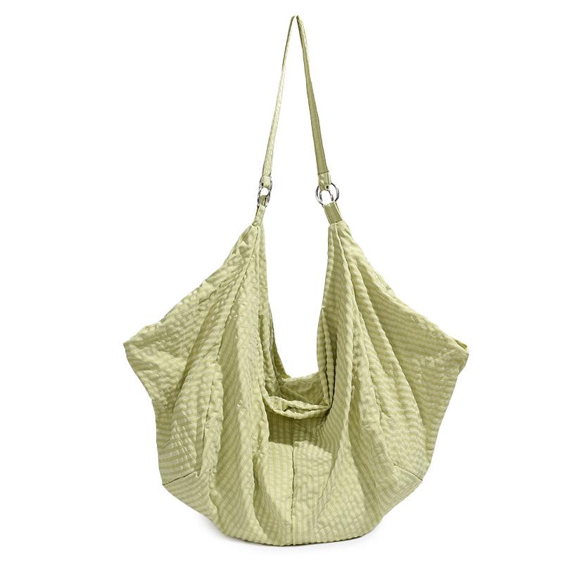 Relaxation anti-splashing casual shoulder bag large capacity simple plaid literary messenger bag flow versatile dumpling bag