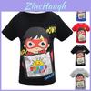 Camiseta Estampada de Desenhos Animados Ryan Toys Review Tendência Algodão Macio Misturado Manga Curta