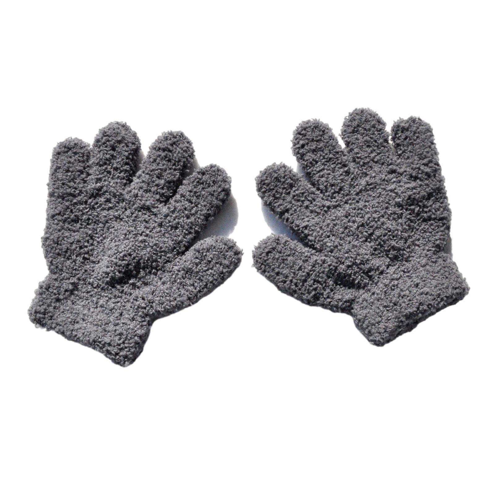 

1 пара Зимние детские флисовые перчатки Детские ветрозащитные противоскользящие перчатки с полным пальцем и эластичными манжетами Лыжные велосипедные варежки темно серый