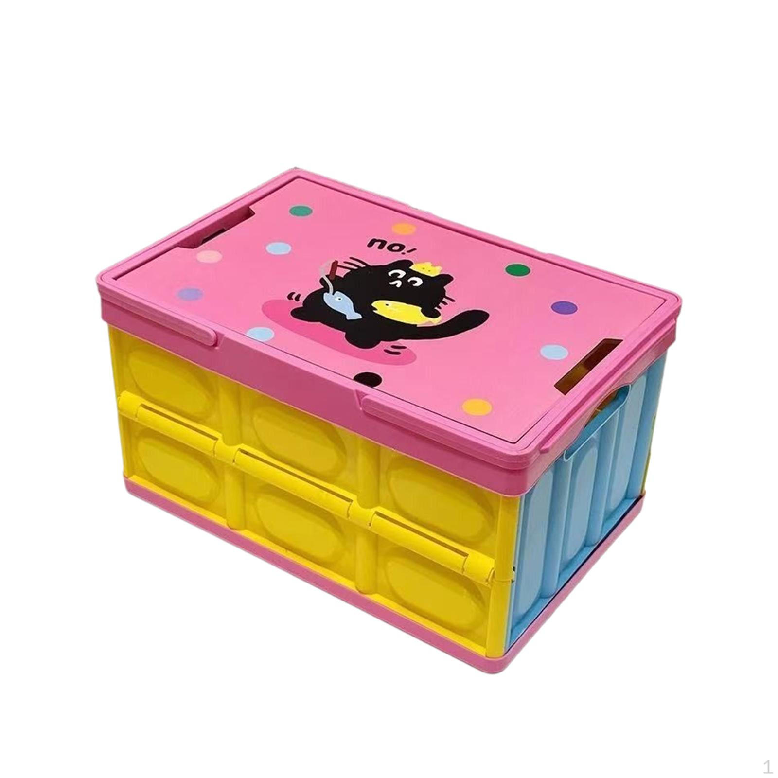 

Camping Box Foldable Storage Container Large Capacity with Handle Practical Folding pink cover