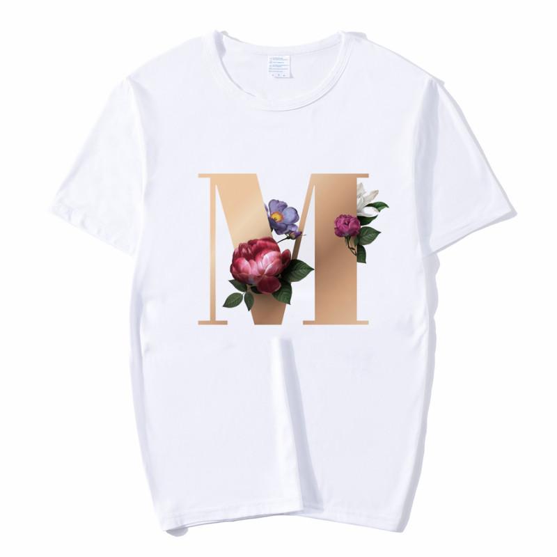 Summer A To Z 26 Alphabet Print Tshirt Cartoon Tees Women Streetwear Funny Casual T