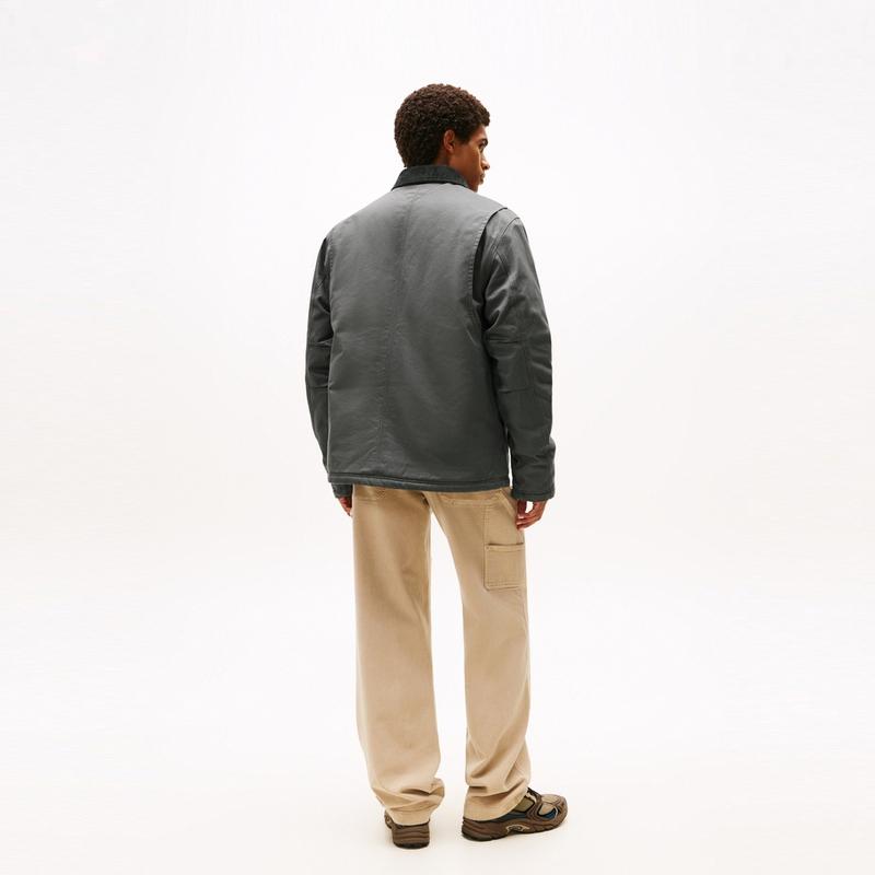 Tommy Hilfiger Barn Style American Workwear Color Block Corduroy Collar Fleece Jacket Men Jackets DM0DM22047