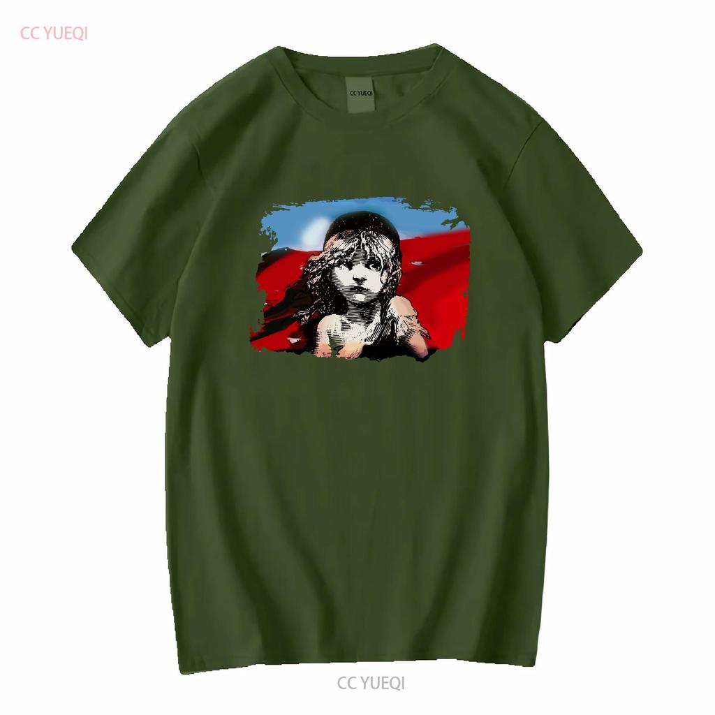 Les Miserables T-Shirt Herren Mittelblau Buch Musical Film Lang- oder Kurzarm Vintage Gewaschen Herren Weich Streetwear Grafik