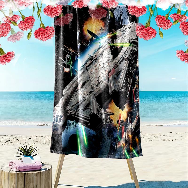 Millennium Falcon Print Beach Towel, Large Soft Quick Dry Towel for Beach Camping Swimming