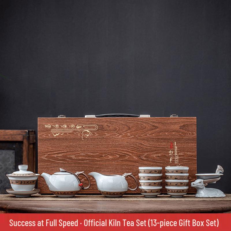 Chaxun Guan Kiln Crazed Ceramic Kung Fu Tea Set