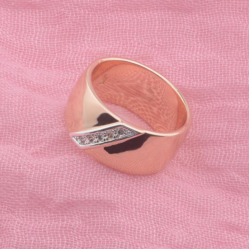 FJ 10mm Women Unisex 585 Rose Gold Color White Cubic Zircon Round Rings