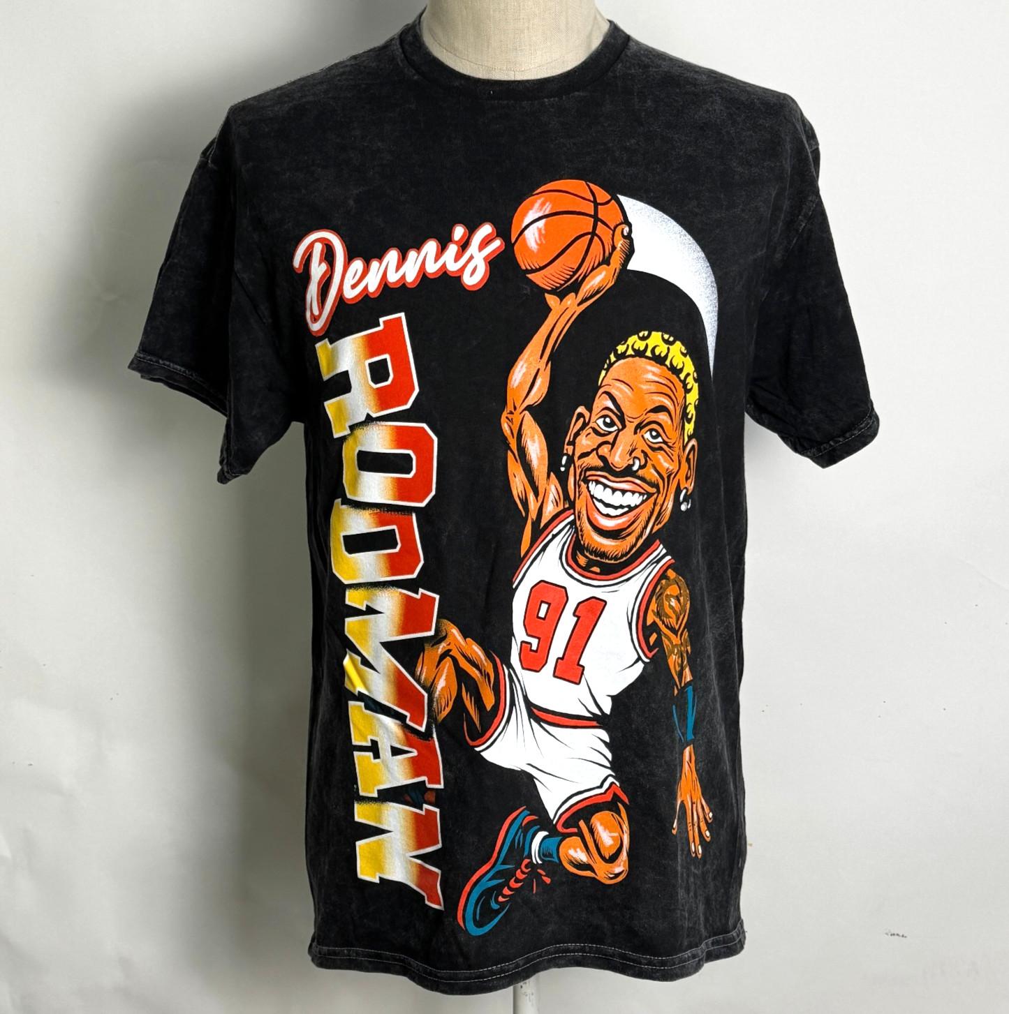 Dennis Rodman Men s T-Shirt Dunk Black/Bleach Size 2XL NEW Unisex T-Shirt XXL