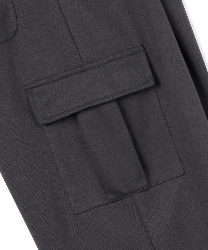 CAMEL WORK One-Pleat Wide Cargo Sweatpants (Charcoal)