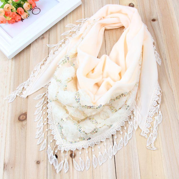 

Дамская шаль, осенние и зимние шарфы, треугольные шарфы, вышитые кисточки, теплые шарфы, шелковые шарфы и платки для головы 142cm*42cm