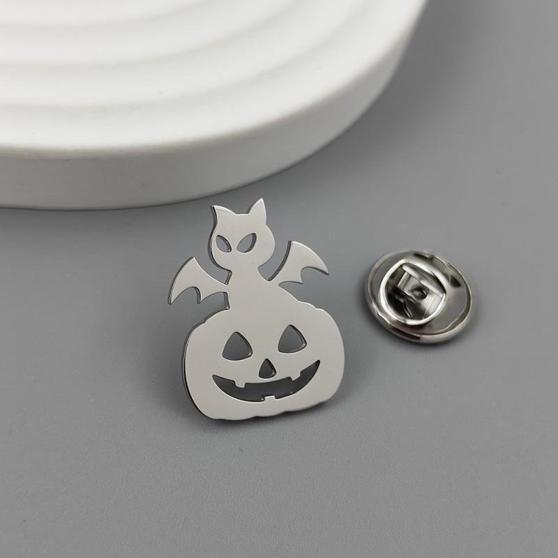 New Bat Pumpkin Head Brooch Cufflinks European American Halloween Funny Accessories Exaggerated Skull Jewelry 14k