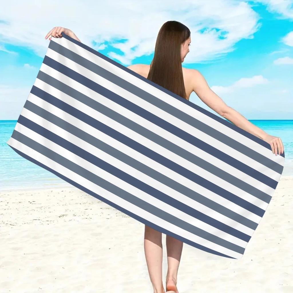 Nautical Anchor Beach Towel 2D Flat Printed Peach Skin Bath Towel Soft Quick Dry For Summer Vacation Swimming Pool